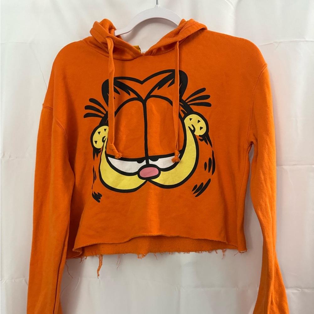 Orange Garfield Cropped Hoodie Womens size Xs pre owned